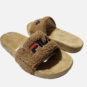 Fila Fuzzy Drifter Women Slide Sandals Brown Sz 9